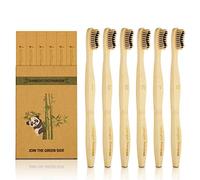 Spazzolino Bamboo, Naturale, Ecologico, Biodegradabile, con Setole Morbide Organiche Senza BPA, Custodia da Viaggio in Legno