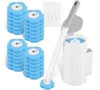 Spazzolino da bagno usa e getta con 24 Pezzi di Detergente Riempiti Spugna Barra del WC Kit con Supporto WC Detergente per la Pulizia del Bagno Lavabo Vasca