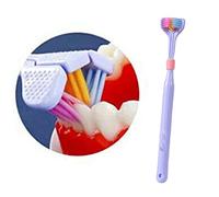 Spazzolino da denti a tre lati con setole morbide, a forma di V, design avvolgente, per la cura completa dei denti e delle gengive, pulizia a tutto tondo e senza vicoli ciechi (blu)