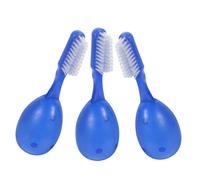 Spazzolino da Denti Compatto a Testina Grande, 3 Pezzi | Manico Corto, Plastico Blu, Leggero, per Prigioni e Centri Riabilitativi Stile Casuale