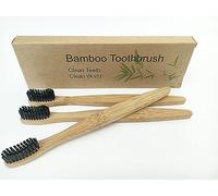 Spazzolino da denti con manico in legno di bambù e setole in fibre di bambù,100% riciclabile, ecologico, set di 3 pezzi