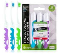 Spazzolino da denti da viaggio, spazzolino portatile integrato, dimensioni da viaggio, escursionismo, campeggio, viaggi, spazzolini pieghevoli, kit da viaggio multicolore (confezione da 3 pezzi,
