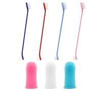 Spazzolino da denti doppio per animali domestici, 4 pezzi, con copertura digitale in 3 parti, spazzolino da denti per animali domestici, cura dentale per cani e gatti, spazzolino da denti anti-placca,