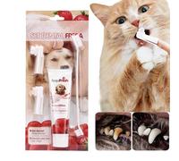 Spazzolino da denti e dentifricio per cani, set per la cura orale, spazzolino da dita e spazzola a 3 teste, con dentifricio commestibile sicuro, kit per la cura dentale per cani, rimozione 'alito