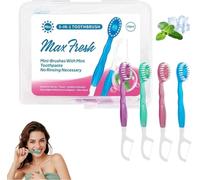 Spazzolino da denti e filo interdentale, 5 in 1, mini spazzolino usa e getta con dentifricio, filo interdentale, plettro, raschietto per lingua, per igiene orale portatile, per lavoro in viaggio