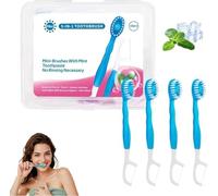 Spazzolino da denti e filo interdentale, mini spazzolini da denti usa e getta, mini spazzolino da denti portatile pre-incollato, set da viaggio con filo interdentale, raschietto per lingua, igiene