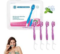 Spazzolino da denti e filo interdentale, mini spazzolini da denti usa e getta, mini spazzolino da denti portatile pre-incollato, set da viaggio con filo interdentale, raschietto per lingua, igiene