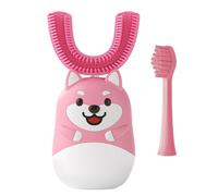 Spazzolino da denti elettrico a forma di U per bambini, a forma di U, design intelligente con cartoni animati, con 2 testine, design per la pulizia orale dei denti a 360°, per bambini dai 3 ai 12 anni