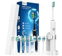 Spazzolino da denti elettrico sonico per adulti e bambini, spazzola elettrica con 5 modalità, custodia da viaggio, 40000VPM e 8 testine per spazzolino da denti, durata della batteria 60 giorni, timer