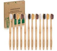 Spazzolino da Denti in Bambù,12 Pezzi Spazzolino Denti Legno,Spazzolino di Bambù Naturale 100% Senza BPA,Biodegradabili,Spazzolini Bamboo con Carbone Adatto Morbide per Adulti Bambini