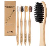 Spazzolino da Denti in Bambù, 4 Pezzi Spazzolino Denti Legno,Spazzolino di Bambù Naturale 100% Senza BPA,Biodegradabili,Spazzolini Bamboo con Carbone Adatto Morbide per Adulti Bambini