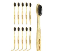 Spazzolino da denti in bambù ultra morbido, confezione da 10 denttabs Bamboobrush Black Edition per la pulizia dei denti particolarmente delicata. Manico biodegradabile realizzato con materiali