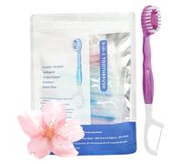 Spazzolino da denti mini 5 in 1 filo interdentale raschietto for la lingua e set di stuzzicadenti,spazzolino da denti e filo interdentale 5 in 1,spazzolini usa e getta con dentifricio(Sakura)