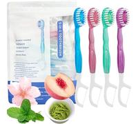 Spazzolino da denti mini 5 in 1 filo interdentale raschietto for la lingua e set di stuzzicadenti,spazzolino da denti e filo interdentale 5 in 1,spazzolini usa e getta con dentifricio(Mixed)