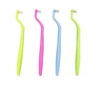 Spazzolino da denti ortodontico piccolo spazzolino da denti compatto piccolo spazzolino interspaziale per impianti dentali, parentesi graffe e pulizia dei dettagli dei denti, 4 pezzi (4 colori D)