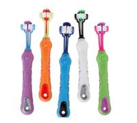 Spazzolino da denti per animali domestici a tre lati Spazzolino multi-angolo a tre teste per pulizia cane gatto spazzola per l'alito cattivo strumento per la cura dei denti verde