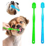 Spazzolino da denti per cani, gatti, cuccioli, gengive, denti, denti, per la pulizia dei denti, kit di 2 pezzi in silicone a 360°