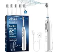 Spazzolino da denti professionale 3 in 1, con filo interdentale, vibra e oscilla (la prima tecnologia), spazzolino elettrico con idropulsore Equipe 5 testine, rimozione della placca per sensibilità