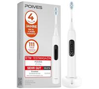 Spazzolino da denti sonico POIVES P1 Pro, spazzolino elettrico con sensore di pressione per una pulizia sicura, batteria da 60 giorni, Silk White