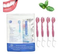 Spazzolino da denti usa e getta, 5 in 1, mini dentifricio usa e getta, portatile, da viaggio, confezionato singolarmente, raschietto lingua, filo interdentale, set di stuzzicadenti (26 pezzi al gusto