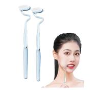 Spazzolino da denti verticale tipo S, per adulti, uomini e donne, forma speciale, con setole morbide, rivestimento per lingua, pulisce tra i denti e massaggia le gengive (blu, 2 pezzi)