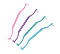 Spazzolino Doppia Testa 4 Pezzi in Plastica Impugnatura Curva | Set per Pulizia Orale e Denti, Testine Piccole, Accesso Mirato alle Zone Difficili, Confezione per Festa