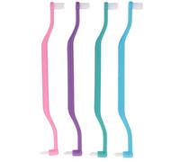 Spazzolino Doppia Testa 4 Pezzi in Plastica, Manico Curvo e Setole Piccole | Pulizia Dentale Precisa, Accesso alle Zone Difficili, Formato Compatto, Regalo Utile per Casa e Festa