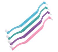 Spazzolino Doppia Testa 4 Pezzi in Plastico, Spazzola Dentale | Set a Due Lati Manico Curvo e Testine Piccole, Pulizia Precisa per Spazi Stretti