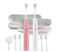 Spazzolino elettrico a 7 livelli, completamente automatico, impermeabile, ricaricabile, con 8 testine standard (rosso e bianco)