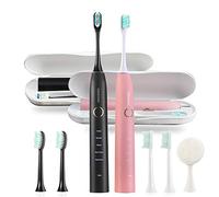 Spazzolino elettrico a 7 livelli, completamente automatico, impermeabile, ricaricabile, con 8 testine standard (rosso e nero)