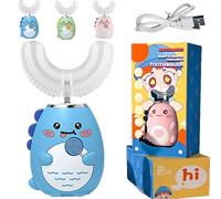 Spazzolino elettrico a forma di U per bambini, spazzolino elettrico a forma di U, spazzolino da denti a forma di dinosauro a forma di U, spazzolino da denti a ultrasuoni ricaricabile impermeabile per