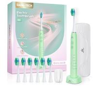 Spazzolino elettrico a ultrasuoni, spazzolino sonico, per adulti e bambini, Electric-Toothbrush IPX7 con 6 modalità di pulizia, testine integrate timer e 7 (verde)