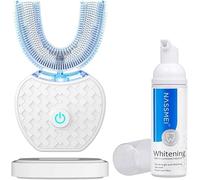 Spazzolino Elettrico ad Ultrasuoni Automatico 360° con Timer e Ricarica Wireless per Sbiancamento dei Denti per Adulti (White, 1)