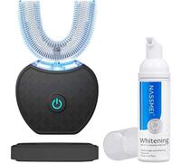 Spazzolino Elettrico ad Ultrasuoni Automatico a 360° con Timer e Ricarica Wireless per Sbiancamento dei Denti per Adulti (Black, 1)