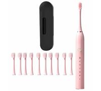 Spazzolino Elettrico Alimentato Ricaricabile, Spazzolini Da Denti A Ricarica Wireless Con 10 Testine, 6 Modalità, 2 Minuti Di Timer Intelligente, 4 Ore Di Ricarica Rapida Per 60 Giorni (Color : Pink