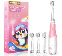 Spazzolino Elettrico Bambini 1-2-3 Anni Spazzolino Bambini 1 Anno Bambino Bimbo Neonato Neonati Con Timer Luci LED E 4 Testine Morbide (Baby Pinguino Rosa)