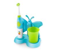 ETA Zubnicka, spazzolino da denti per bambini con batteria, testina rotante, clessidra, farfalla, 4500 oscillazioni/min, blu