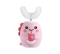 Spazzolino elettrico per bambini a forma di U Tema dinosauro Igiene orale per bambini Pulitore per denti a batteria Spazzolino per pulizia automatico a 360 gradi Testa in silicone alimentare morbido S