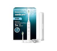 Spazzolino elettrico Philips Sonicare Serie 4000 - Spazzolino sonico con sensore di pressione, 4 impostazioni, EasyStart, SmarTimer, autonomia 21 giorni, custodia, bianco, HX4044/41, [Nuovo]