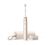 Philips DiamondClean Prestige 9900 Sonicare Spazzolino Elettrico Sonico con SenseIQ e App, con custodia da Viaggio, colorazione Champagne HX9992/11