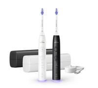 Philips 6500 Series Sonicare spazzolino elettrico sonico con base di ricarica e custodia, 3 livelli di intensità, sensore di pressione confezione da 1 spazzolino bianco e 1 spazzolino nero HX7419/01