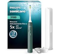Spazzolino elettrico Philips Sonicare Serie 3000 - Spazzolino sonico con sensore di pressione, 3 intensità, EasyStart, SmarTimer, autonomia 14 giorni, custodia, verde bosco, HX4033/26, [Nuovo]