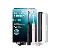Spazzolino elettrico sonico Philips Sonicare Serie 3000 - Sensore di pressione, 3 intensità, EasyStart, SmarTimer, autonomia 14 giorni, custodia, nero e rosa, confezione da 2, HX4072/42, [Nuovo]