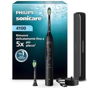 Spazzolino elettrico Philips Sonicare Serie 4000 - Spazzolino sonico con sensore di pressione, 4 impostazioni, EasyStart, SmarTimer, autonomia 21 giorni, custodia, nero, HX4044/52, [Nuovo]