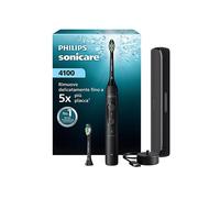 Spazzolino elettrico Philips Sonicare Serie 4000 - Spazzolino sonico con sensore di pressione, 4 impostazioni, EasyStart, SmarTimer, autonomia 21 giorni, custodia, nero, HX4044/52, [Nuovo]
