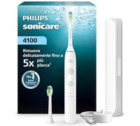 Spazzolino elettrico Philips Sonicare Serie 4000 - Spazzolino sonico con sensore di pressione, 4 impostazioni, EasyStart, SmarTimer, autonomia 21 giorni, custodia, bianco, HX4044/41, [Nuovo]
