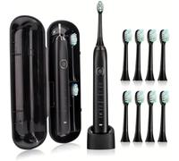 Spazzolino elettrico ricaricabile impermeabile IPX7 con setole a 5 modalità con custodia da viaggio per adulti
