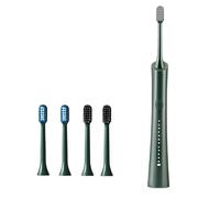 Spazzolino elettrico ricaricabile USB sbiancante dentale elettrico coppia spazzolino da denti anti carie testina sostituibile (colore: 5 spazzole verde)