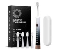 Spazzolino elettrico Sonic, 6 modalità di pulizia sonica impermeabile, 4 testine e custodia portatile, adatto per bambini e adulti in viaggio, campeggio, ciclismo, escursionismo (da leggero a nero)