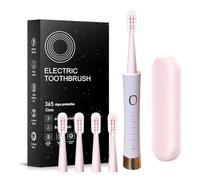 Spazzolino elettrico Sonic, 6 modalità di pulizia sonica impermeabile, 4 testine e custodia portatile, adatto per bambini e adulti in viaggio, campeggio, ciclismo, escursionismo (rosa)